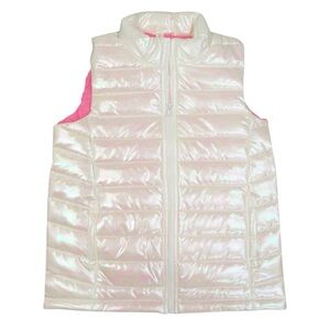 Designer Girls' Ideology Quilted Puffer Vest white Iridescent used  L